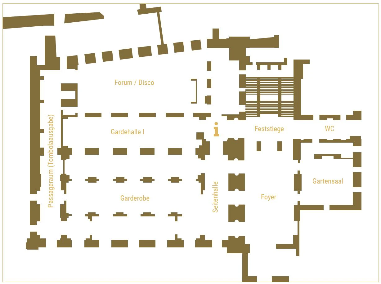 Grafik: WU Ball Raumplan vom Parterre der Wiener Hofburg